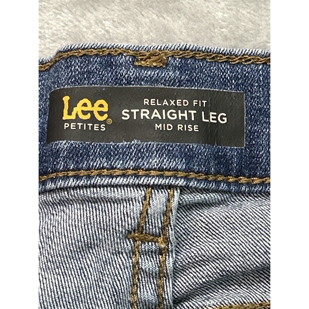 Lee Petites Womens Sz 12P Jeans Blue Relaxed Straight Leg Mid Rise Stretch Pants - Picture 6 of 10